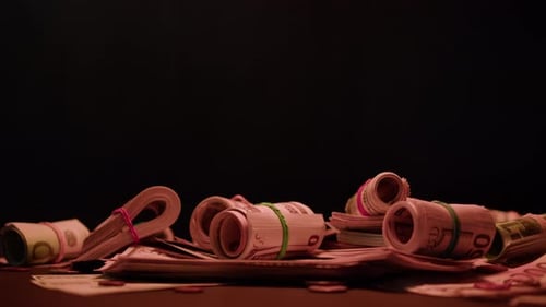 Money Cash on Table Closeup