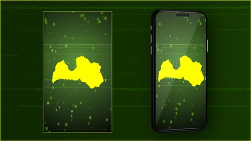 Futuristic Digital Reveal of Latvia Map with Particle Effects