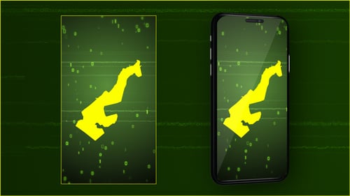 Futuristic Digital Map Reveal with Binary Code Animation