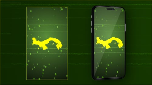 Futuristic Digital Map Reveal with Glitch Effects and Binary Data