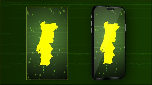 Futuristic Digital Map Reveal Animation with Binary Code Background