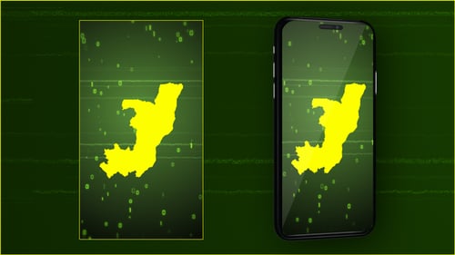 Animated Digital Map Outline with Futuristic Glitch Effects