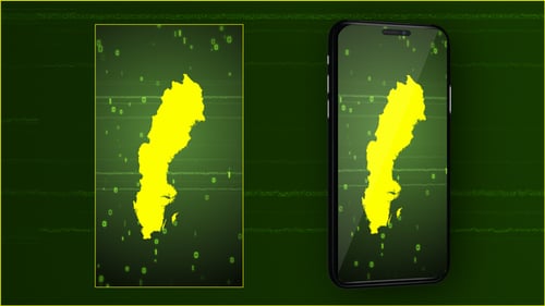 Digital Sweden Map Reveal with Futuristic Tech Background