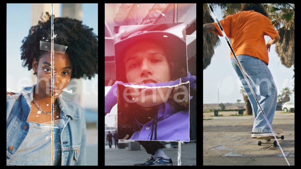 Dynamic Ripped Paper Vertical Transitions Pack, Elements ft. collage ...