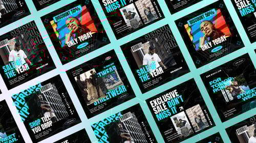 Dynamic Glitch Grunge Social Media Posts for Fashion Sales