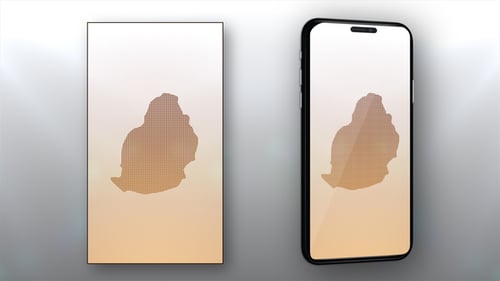 Mauritius Map Reveal Animation with Geometric Dot Grid Pattern