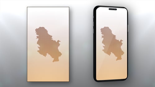 Serbia Pixelated Map Reveal Digital Animation