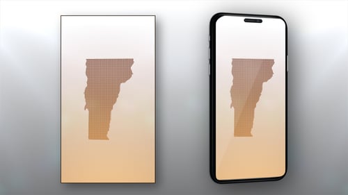 Digital Dotted Map of Vermont with Shimmering Light