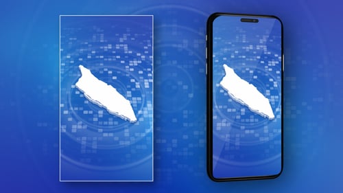 Animated Digital Map Outline Reveal On Blue Tech Background