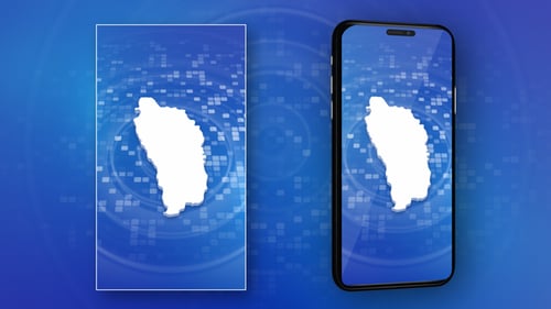 Digital Map Reveal of Dominica with Animated Grid Background