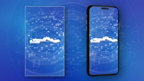 3D Map Reveal on Blue Digital Grid Background