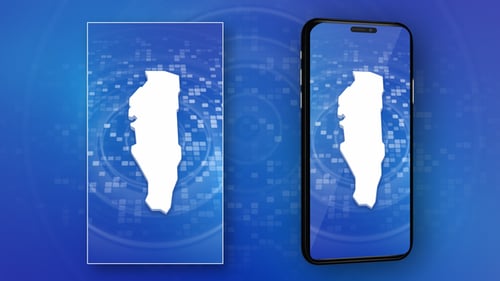 Digital Map Outline Animation on Blue Tech Background