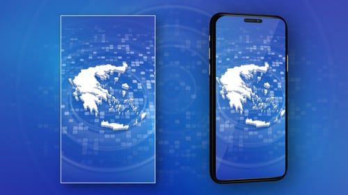 3D Map of Greece Forming on Digital Blue Background