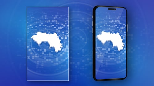 3D Map of Guinea Reveal on Digital Blue Background