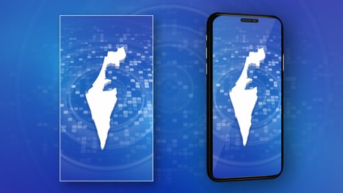 Animated 3D Israel Map Reveal on Digital Blue Background