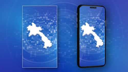 Laos Map Outline Reveal on Digital Background