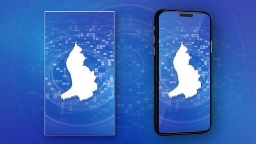 Liechtenstein Map Outline Reveal on Digital Blue Background