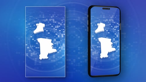 Digital Blue Background with Animated Map Outlines Reveal