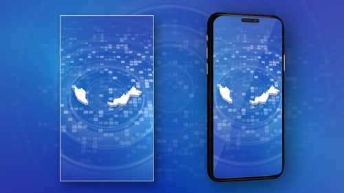 Digital Malaysia Map Reveal on Futuristic Tech Background