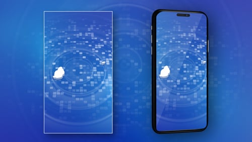 Digital 3D Island Map Reveal on Animated Blue Pixel Background