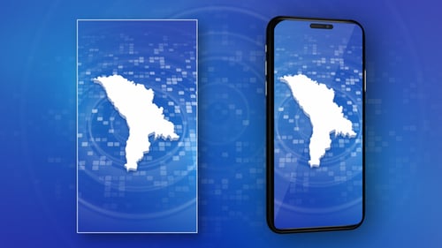 3D Map of Moldova Reveals on a Digital Grid Background