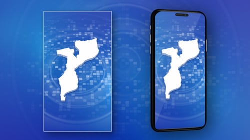 Animated 3D Map of Mozambique Reveal on Digital Background
