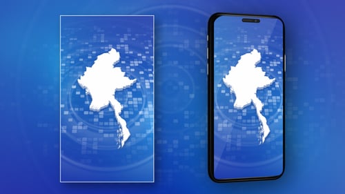 Intro in die Karte von Myanmar — Vertikales Video