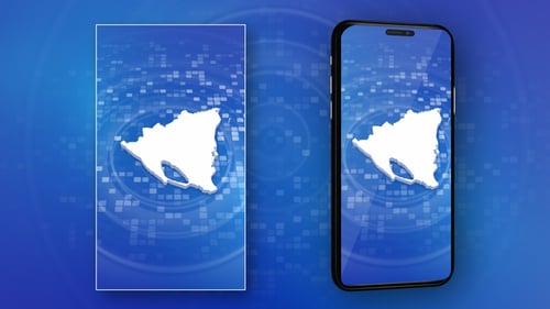 Nicaragua Map Reveal on Digital Blue Background