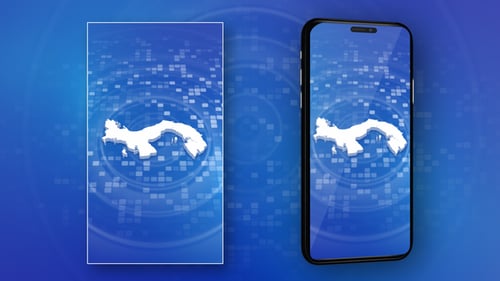 Panama Map Outline Reveal with Digital Technology Background