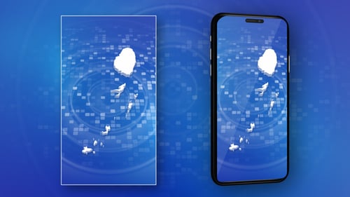 Animated 3D Island Map Reveal on Digital Grid