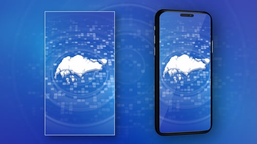 Animated 3D Singapore Map Reveal on Digital Background