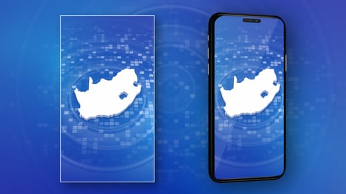 Animated 3D Map Reveal of South Africa on Digital Blue Background