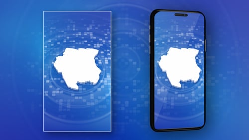 Suriname Map Outline Reveal on Digital Background