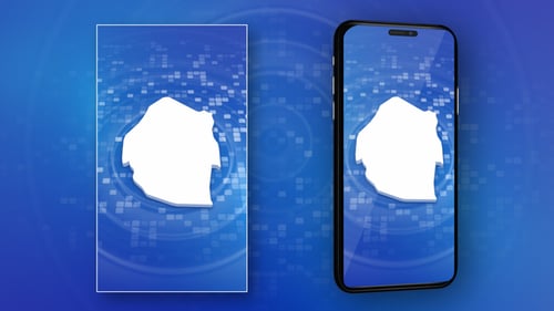 Animated Swaziland Map Reveal on Digital Grid Background