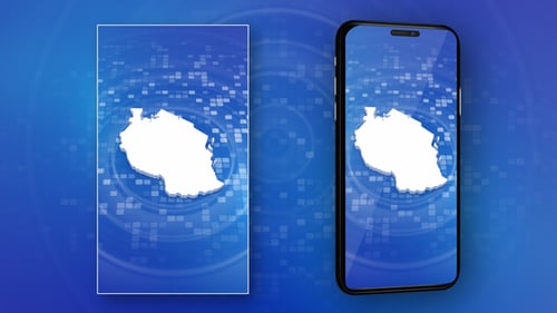 Tanzania Map Outline Drawing and Fill on Digital Background