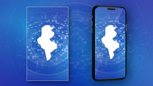 3D Tunisia Map Reveal Animation on Digital Background