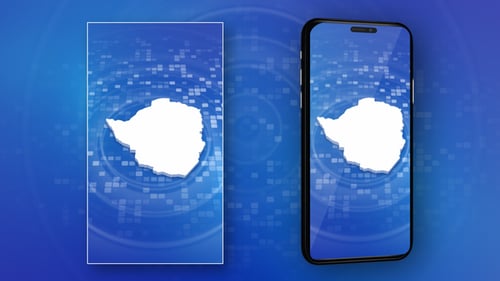Zimbabwe Country Map Outline Reveal on Digital Background