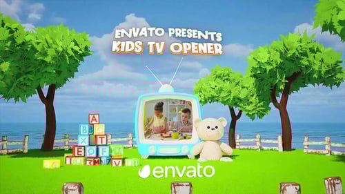 Vibrant Animated Kids TV Opener with Learning Blocks