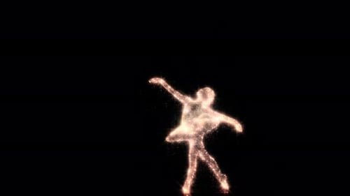 Elegant Ballerina Dancer Formed by Glowing Particles Animation