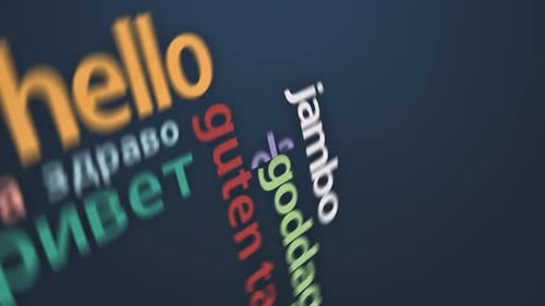 Multilingual Hello Word Cloud Text Animation