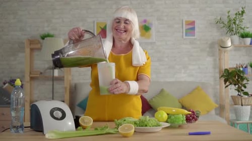 Positive Fitness Granny Prepared Green Smoothie in a Blendersports Diet