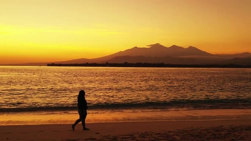 Pretty smiling girl on vacation spending quality time at the beach on paradise white sand and blue 4