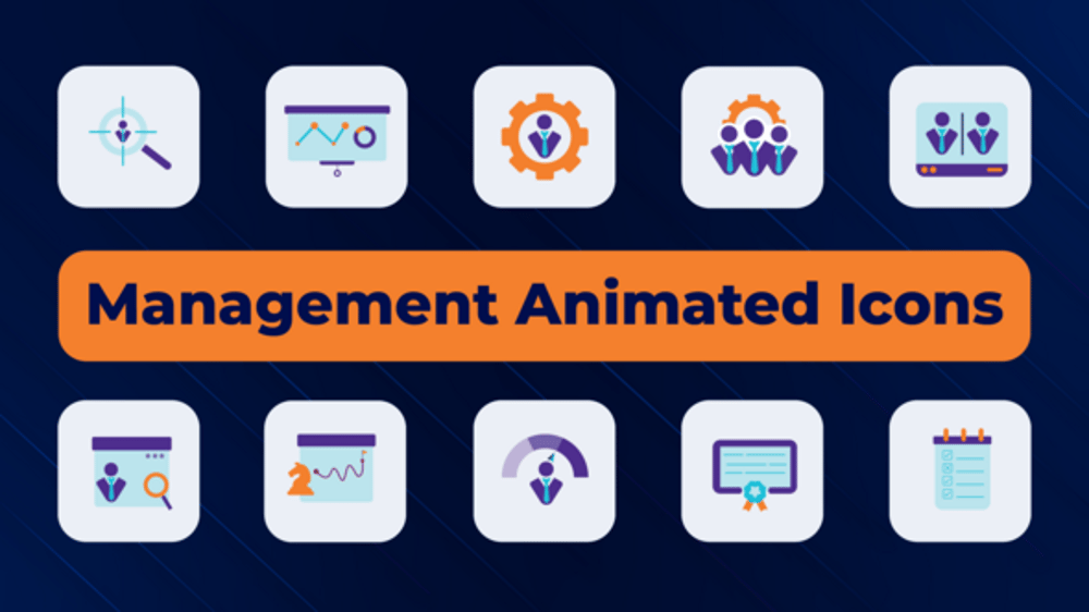 Animated Business Management Flat Icons Pack, Elements ft. business ...