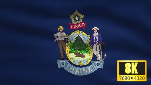 Waving Maine State Flag with Realistic Animation Loop