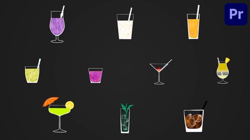 Colorful Animated Flat Design Cocktail Drink Stickers