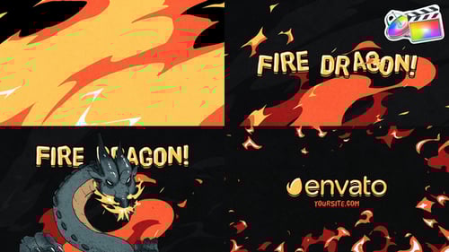 Animated Fire Dragon Cartoon Logo Reveal Opener
