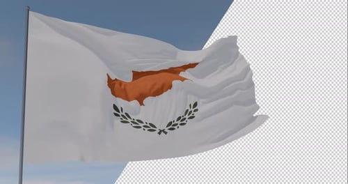 Waving Cyprus Flag Animation with Transparent Background