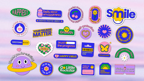 Vibrant Animated Sticker Pack for Social Media Videos