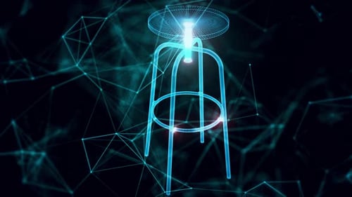 Industrial Bar Stool Hologram Close Up 4k