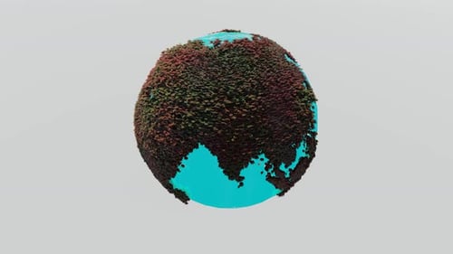 Earth rotates with green ocean